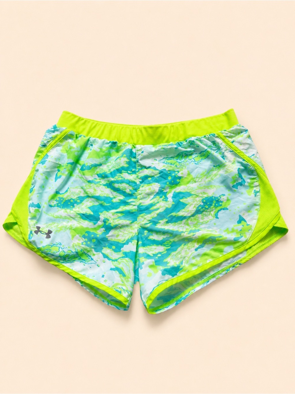 Under Armour Women’s Neon Lime & Aqua Printed Athletic Shorts